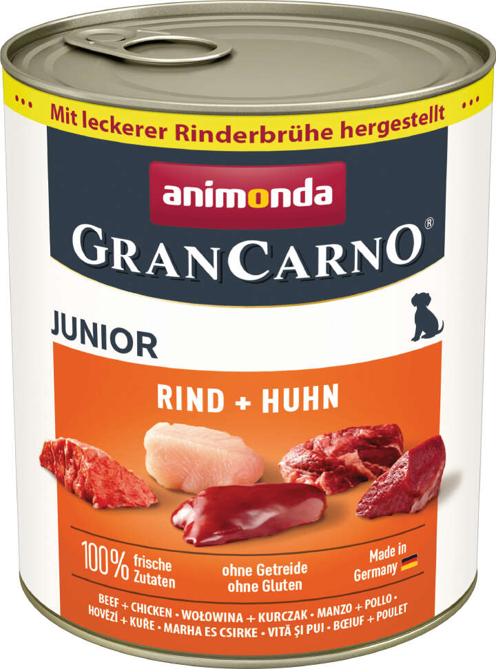 animonda Hunde-Nassfutter GranCarno Junior Rind + Huhn